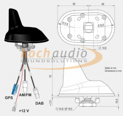 FM/DAB/GPS-Antenne – ATBB Antenne – Hai Antenne aktiv mit Fakraanschlüssen